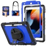 WEGLS Case for iPad 9th/ 8th/ 7th Generation 10.2” with Screen Protector Pencil Holder, 360 Rotating Hand Strap & Stand, Protective Case for iPad 10.2 inch 2021/2020/2019 (Blue/Black)