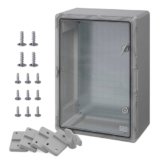 BOXEXPERT Custodia in plastica ABS, IP65, custodia a parete, custodia vuota, 500x350x190 mm, grigio, trasparente, custodia serie Fleet