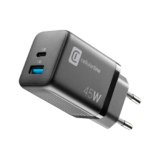 cellularline – Caricabatterie da Rete USB-C 45W + USB-A 18W Super Fast Charging 2.0 Nero per Samsung