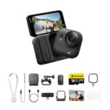Insta360 GO Ultra Pack ciclismo premium Nero-action cam mini 4K a mani libere, indossabile, superba in bassa luce, montala ovunque, stabilizzazione FlowState,200 min di carica, impermeabile 10m, bici