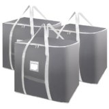 3 Pack Heavy Duty Moving Bags, Large Tote Bags, Space Saving, for Storage & Moving, with Reinforced Handles & Sturdy Zippers (Grey)