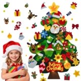 SOOVSY Felt Christmas Tree for Toddlers with Wall Hanging Ornaments Decorations Kit, Xmas Gifts Set for Kids Boys Girls, Interactive DIY for Childrens