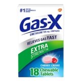 Gas-X Extra Strength Chewable Gas Relief Tablets with Simethicone 125 mg, Cherry – 18 Count