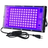 CREATESTAR LED Luce Nera 100W, Faro UV LED IP65 Impermeabile Faretto UV con 1,5m Spina, Lampada per Festa Glow, Acquario, Bar, Poster Fluorescente, Halloween, Discoteca (100W(1PCS))