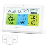 ORIA Termometro Igrometro Digitale, Stazione Meteorologica con 3 Sensori, Monitor di Temperatura e Umidità con Previsioni del Tempo, Pressione Barometrica, Valore MAX/MIN, Icona Comfort