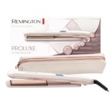 Remington Piastra per Capelli PROluxe – Tecnologia OPTIheat – Risultati di Styling di lunga durata in un solo movimento – Rivestimento ceramico Ultimate; Display LCD, 150-230°C, piastra capelli S9100