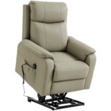 HOMCOM Poltrona Elettrica Alzapersona Reclinabile 170° Zero Gravity, Poltrona Relax in Pelle Finta Traspirante per Anziani, 2 Motori, Telecomando, 4 Ruote, Freno, Poggiapiedi, Tasche Laterali, Crema