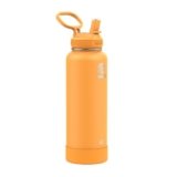 Takeya Actives 40 oz Water Bottle with Straw Lid – Double Wall Stainless Steel Insulation – Dishwasher Safe & BPA-Free – Removable Bumper – Honeycomb