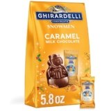 GHIRARDELLI Milk Chocolate Caramel Snowmen, 5.8 oz Bag Premium Holiday Chocolate Candy Individually Wrapped
