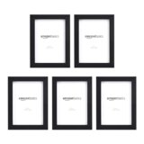 Amazon Basics Cornice per foto – 13 x 18 cm, Rettangolare, Nero, Confezione da 5