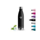 Borraccia- 750 ml- Borraccia Termica, Senza BPA, Borraccie Acciaio Inox, Senza Perdite, Borracce Termiche, Acciaio Inossidabile 18/8, Bottiglie Metallo, Facile da Trasportare, per Fitness, Corsa, Nero