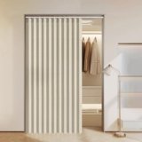 MIULEE Accordion Style Door Curtains for Closets, Magnetic Folding Drapes for Laundry Room, Bifold Door Cover for Doorway, Natural, W52 x L78 inches, 1 Panel