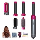 Bellora Beauty Milano MultiStyler 5 in 1, Spazzola Asciugacapelli Rotante Lisciante for Capelli, Air Styler Set for Capelli Ricci, Lisciante, Asciugare (nero)