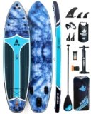 AISUNSS 11’6”x35” Super Wide Inflatable Paddle Board, 450lb Capacity Premium Stable SUP Board for 2+1 People/Family w/100L Backpack, Dual-Action Pump, Safety Leash (Blue Sea)