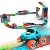Race Track Toy for Kids Boys with LED Light-Up Car, Flexible Changeable Battery Electric Race Car Track for 3 4 5 6 7 8+Year Old Boys Girls as Birthday Party Gifts (184pcs,1car)