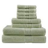 Madison Park 800GSM Bathroom Towel Set of 8 100% Cotton Bath Towel Set for Bathroom Luxurious Highly Absorbent 2 Bath Towels 2 Hand Towels 4 Washcloths Quick Dry Spa Quality Sage Green