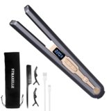 Piastra e Arricciacapelli 2 in 1 Senza Fili, 10000mAh Piastra Capelli, Display LED con 4 Temperature (160°C-220°C), Ioni Negativi Cordless Hair Straightener Senza Fili Ideale per Viaggio (Blu Scuro)