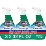 Clorox Clean-Up Multi-Surface Cleaner with Bleach, Original, Spray Bottle, 32 Fl Oz., Pack of 3