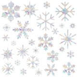 SHAWULA 36PCS Snowflake Window Stickers Anti Collision Decals to Save Birds – Non Adhesive Prismatic Vinyl Rainbow Stickers