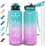 Motswedi Borraccia 1500 ml, Borraccia Motivazionale senza BPA, Borracce con Cannuccia Viola Chiaro & Rosa Chiaro