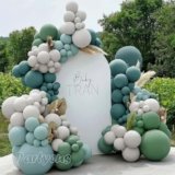Dusty Blue Green Balloon Arch Kit Double Stuffed Sage Dusty Green White Matte Balloon Garland Slate Blue Teal Latex Balloons for Baby Shower Birthday Neutral Bridal Wedding Valentines Party Decoration