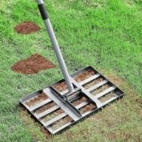 REAPALOT Lawn Leveling Rake, Lawn Leveler with Stainless Steel Long Handle, Heavy Duty Yard Level Tool for Leveling Soil, Sand Or Dirt Surfaces, Gardening Gloves Gift Included (17x10in)