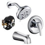 KINSE Tub shower faucet set, 5-Inchs bathtub faucet set,Single-Handle Shower Faucet set,5+1 Functions shower system,chrome shower set With tub spout (Shower Valve Included) chrome