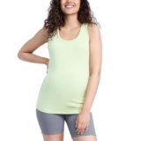 Motherhood Maternity Women’s Side Ruched Scoop Neck Pregnancy Tank Top, Soft Lime, X-Large