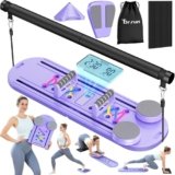 Pilates Board, Pilates Reformer Set, 7 in 1 Multifunctional Pilates Reformer Machine with Timer and Storage Bag, Portable Foldable Pilates Board for Home Workout, Purple，Pallet of Product