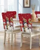 Red Snowman Christmas Chair Covers Set of 4 – Dining Room, Xmas Berry & Winter Snowflake Removable Kitchen Chair Slipcovers – Seat Protectors for Party Banquet Decorations