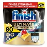 Finish Ultimate Infinity Shine Pastiglie Lavastoviglie, 80 Capsule Lavastoviglie al Limone, Pastiglie per Lavastoviglie contro lo Sporco e i Residui Incrostati