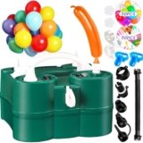 Green Balloon Pump 3-in-1 Electric Air Pump for Inflatables and Balloons, Dual Nozzle Electric Balloon Inflator Pump Blower for All Balloons, Quick-Fill Inflator Deflator for Pool Floats, Save Time