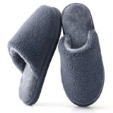 Parlovable Women’s Memory Foam House Slippers – Polar Fleece Lining Non-Slip Indoor Shoes Grey 9-10