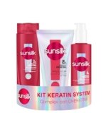 Sunsilk Kit Keratin System Shampoo 250ml, Balsamo 180ml e Siero Termoprotettore 200ml, Set Cura Capelli Lisci Anticrespo con Cheratina, Ultra Liss Complex, Capelli Morbidi e Rimpolpati 72h*