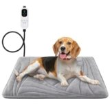 Petrendy Dog Heating Pad with Washable Cover, Soft Plush Pet Heating Pad with 9 Adjustable Temperature, Timer, Chew-Resistant Cord, Waterproof Electric Heated Pet Bed Mat for Dogs and Cats Indoor