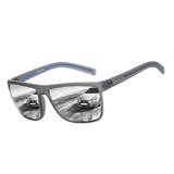 ZENOTTIC Occhiali da sole polarizzati uomo leggero TR90 montatura UV400 protezione occhiali da sole quadrati, C03 cornice grigia/lente a specchio argentata, L