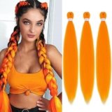 YeahPerfect Orange Braiding Hair Pre Stretched Easy Braids 26 Inch 3 Packs Hot Water Setting Professional Yaki Synthetic Hair for Box Braids (3Pcs,26Inch,#Orange)