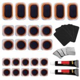 KOAREL Bike Tire Repair Kit Inner Tube Puncture Patch with Vulcanizing Patches,Glueless Patchs,Metal Rasp,Lever,Sandpaper,Portable Storage Box for Motorcycle,BMX Cycling, Inflatable (Black)