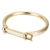 WISTIC Silver Bar Screw Cuff Bangle Bracelets for Men, Closely Screw Barrel Clasp, Stainless Steel Bracelet for Couples, 8.5″ Inner Circ.