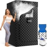 X-Vcak Upgraded Portable Steam Sauna Tent for Relaxation & Detox – 3L Steamer, 9 Heat Settings, 2.6′ x 2.6′ x 5.9′ Foldable Design