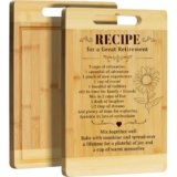 Kikcoin Retirement Gifts for Woman – Bamboo Cutting Boards for Kitchen, Retired Cutting Board Gift Leaving Job Gifts for Coworkers Happy Retirement Party Decorations, Large Cutting Board 13.8″ X 9.8″