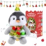 LLUKEME Christmas Penguin Toys Stuffed Animals Dancing Singing Penguins Plush with Music Light can Repeat What You Say for Kids Adults