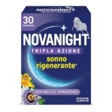 Novanight Tripla Azione Melatonina per Dormire, Integratori per Dormire, Disturbi del Sonno – Senza Glutine, con Melatonina, Escolzia, Passiflora, Melissa, Non Induce Dipendenza (30 Compresse)