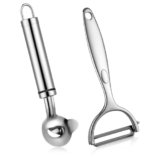 2 Pcs Cactus Peeler, Vegetable Peeler, Stainless Steel Ultra Sharp Shape Potato Peelers, Slicing Noodle Cutter, Nopales Peelers for Cucumbers, Kitchen Accessories for Cooking