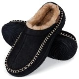 BOVTY Men’s Moccasin House Slippers – Memory Foam Indoor Outdoor Shoes Warm Fuzzy comfy Slip-on