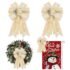 ALIBBON 2 Pcs Merry Christmas Bows for Wreaths, Christmas Wreath Bows, Red White and Green Bows, Candy Cane Bows for Front Door, Christmas Decor, Holiday Craft Bows for Indoor Outdoor Decoration