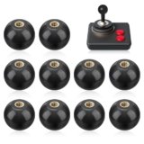 LALAGO M10 Palla Knob, 10 Pcs M10*35mm Pomello Sferico con Filettatura, Manico a Palla, Pomello Sferico in Bakelite per Sostituzione Macchine Utensili, Pomelli Neri con Dado in Rame Integrato