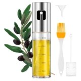 PORTENTUM Spruzzatore Olio Spray Premium per Cucina e Friggitrice ad Aria 100ml Spray Olio Cucina Antigoccia, Oliera di Vetro con Dispenser Accessori Friggitrice Senza Olio