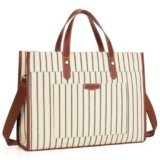 Missnine Laptop Tote Bag Canvas Laptop Bag 15.6 inch Work Shoulder Bags Casual Briefcase Handbag for Travel, Office, College (Stripe)