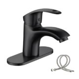 BELZ Single Handle Bathroom Faucet, One Hole Brass Bathroom Vanity Sink Faucets with Deck Plate, Suitable for 1 or 3 Holes, Matte Black
